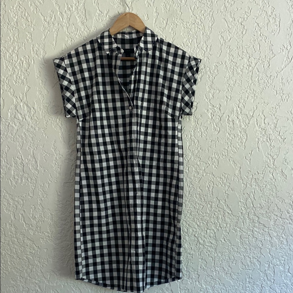 J.Crew Black &.White Gingham Checkered Cotton Short sleeve Dress - XS